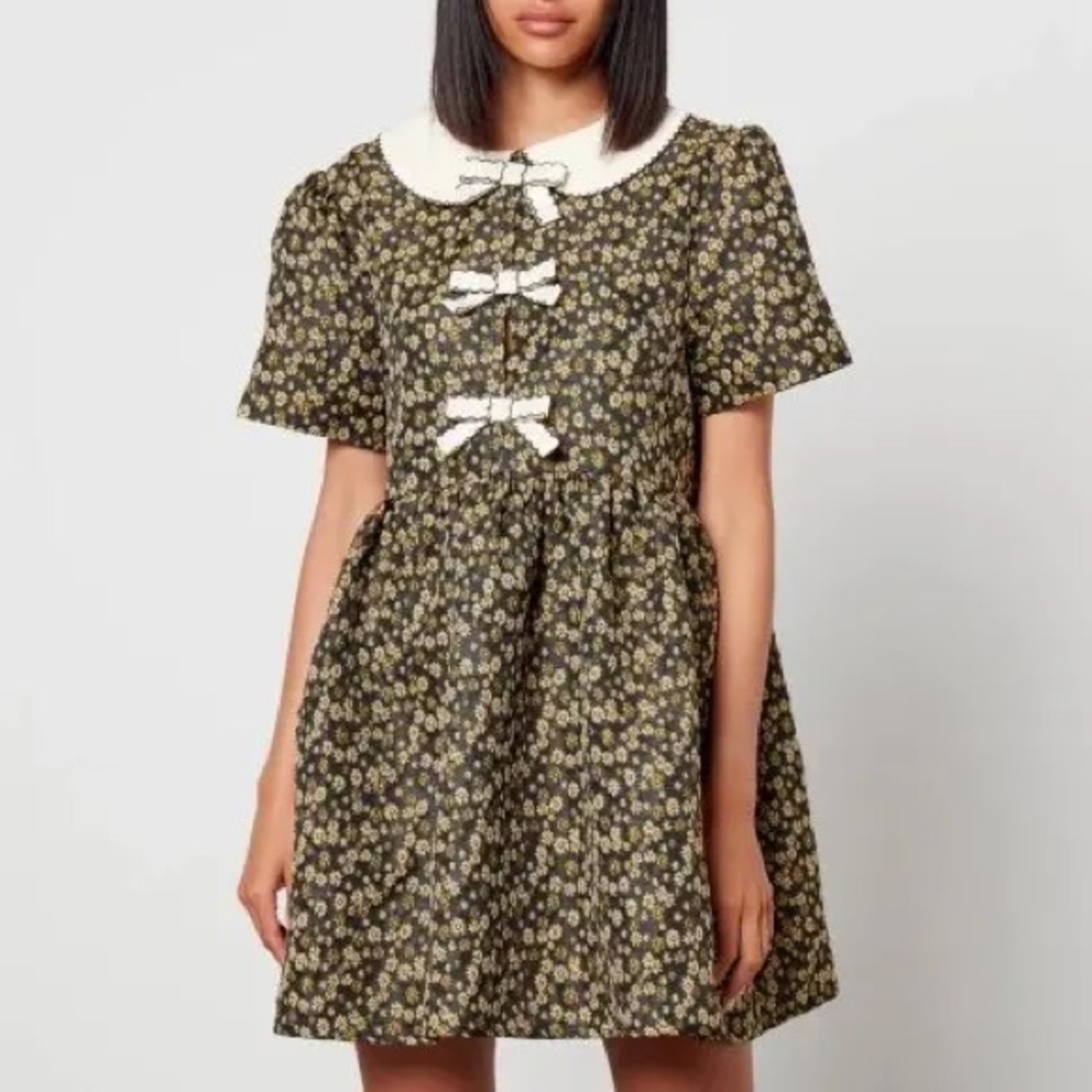 🆕Sister Jane ‘Star Bloom’ Floral Jacquard Mini Dress W Cream Bows - Picture 7 of 7